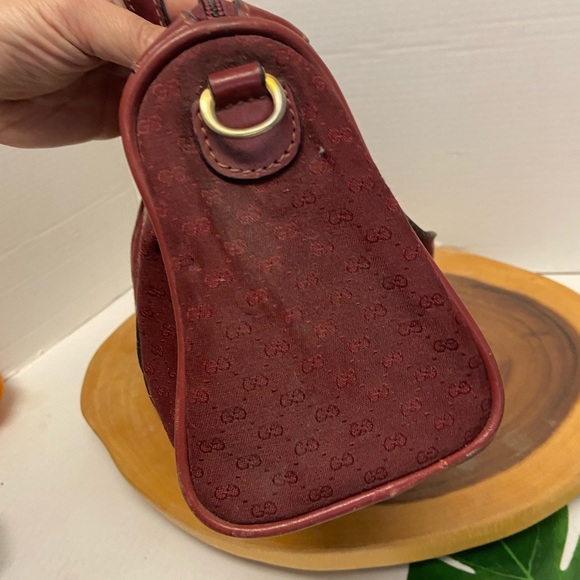 Vintage Gucci Burgundy Micro G Canvas Boston Bag - Picture 7 of 15